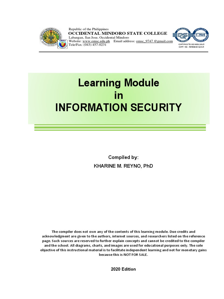 Learning Module in Information Security | PDF | Cryptography | Encryption