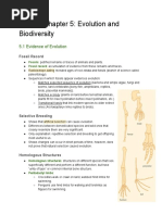 Biology Chapter 5 - Evolution and Biodiversity