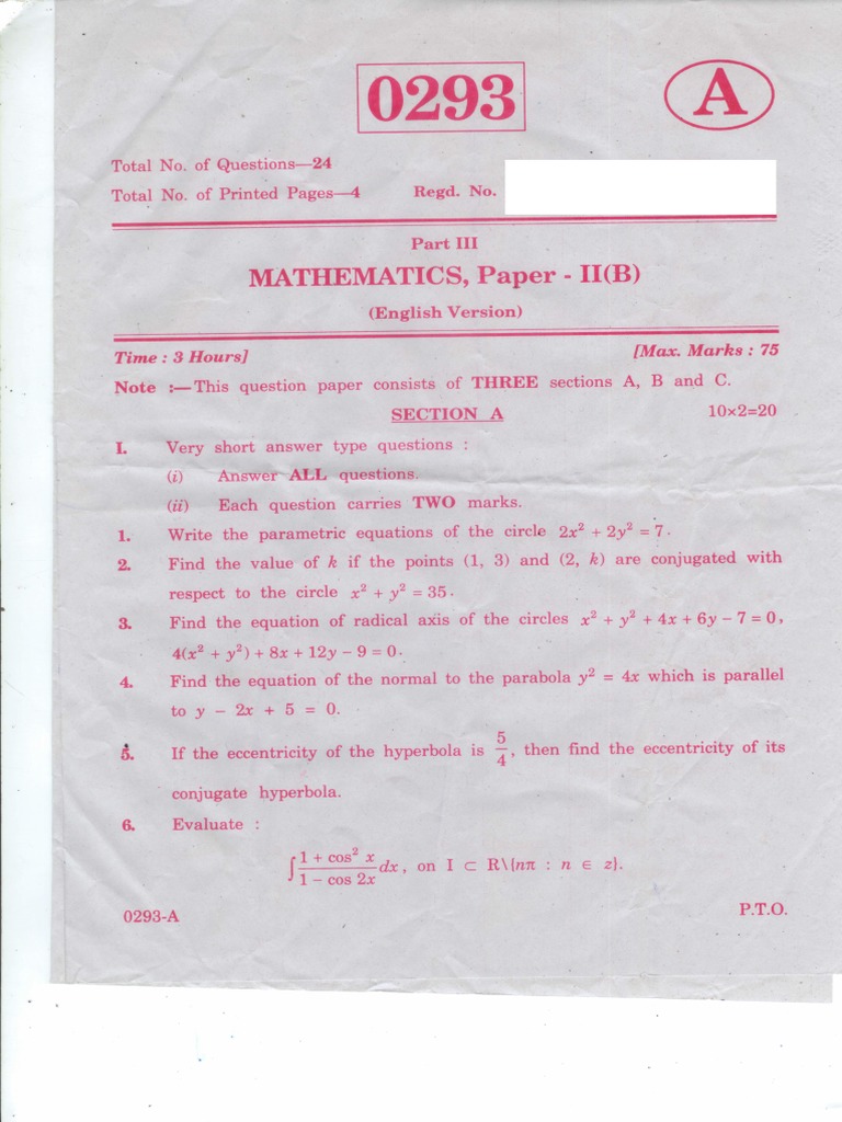 Maths-2B 2019 March (EM) (TS) | PDF