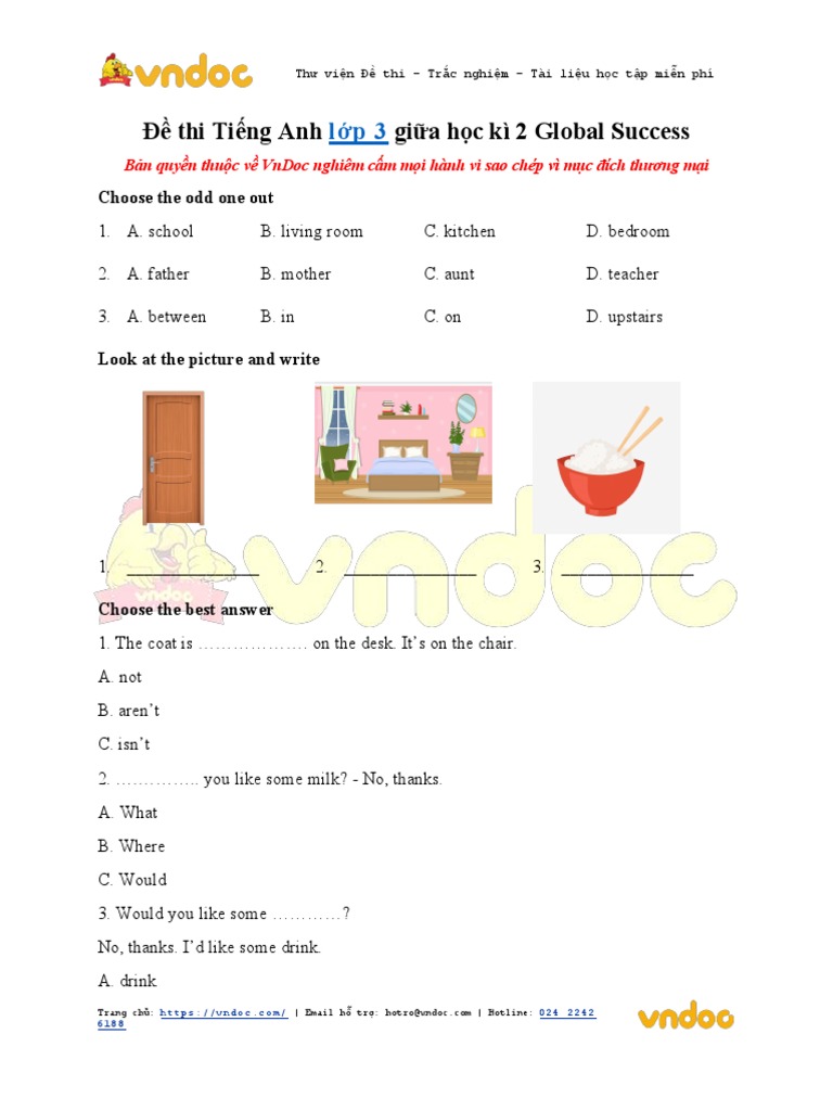 De Thi Tieng Anh Lop 3 Giua Hoc Ki 2 Global Success | PDF | Cuisine