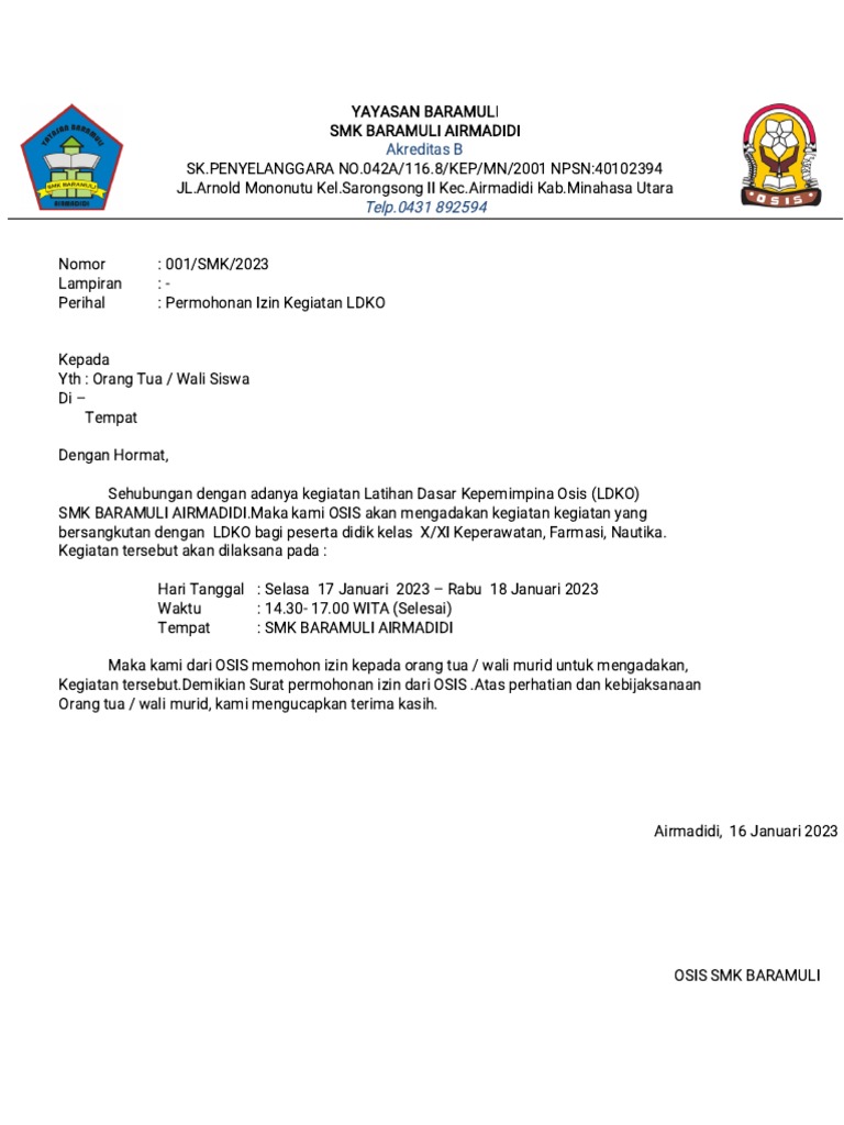 UNDANGAN OSIS Rev | PDF