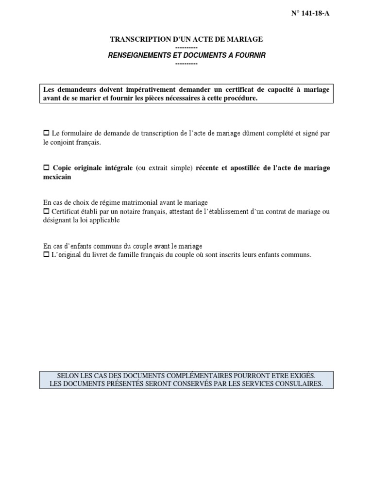 Transcription Acte de Mariage Marocain | PDF