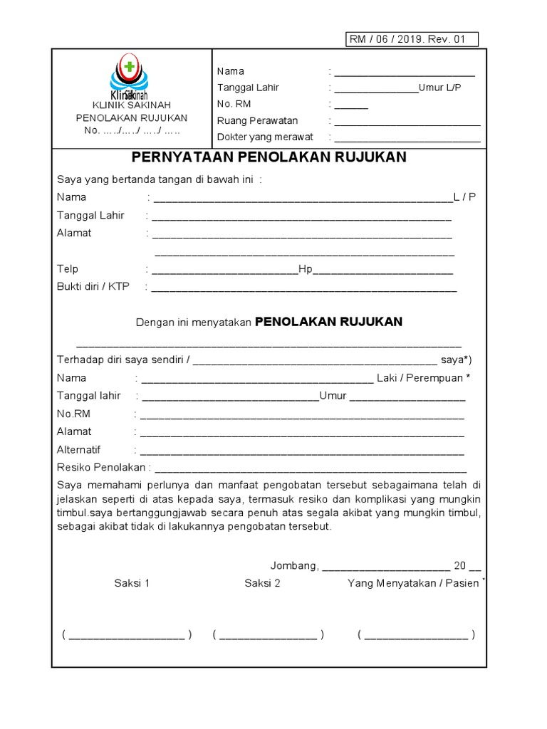 Surat Penolakan Rujukan Pasien | PDF