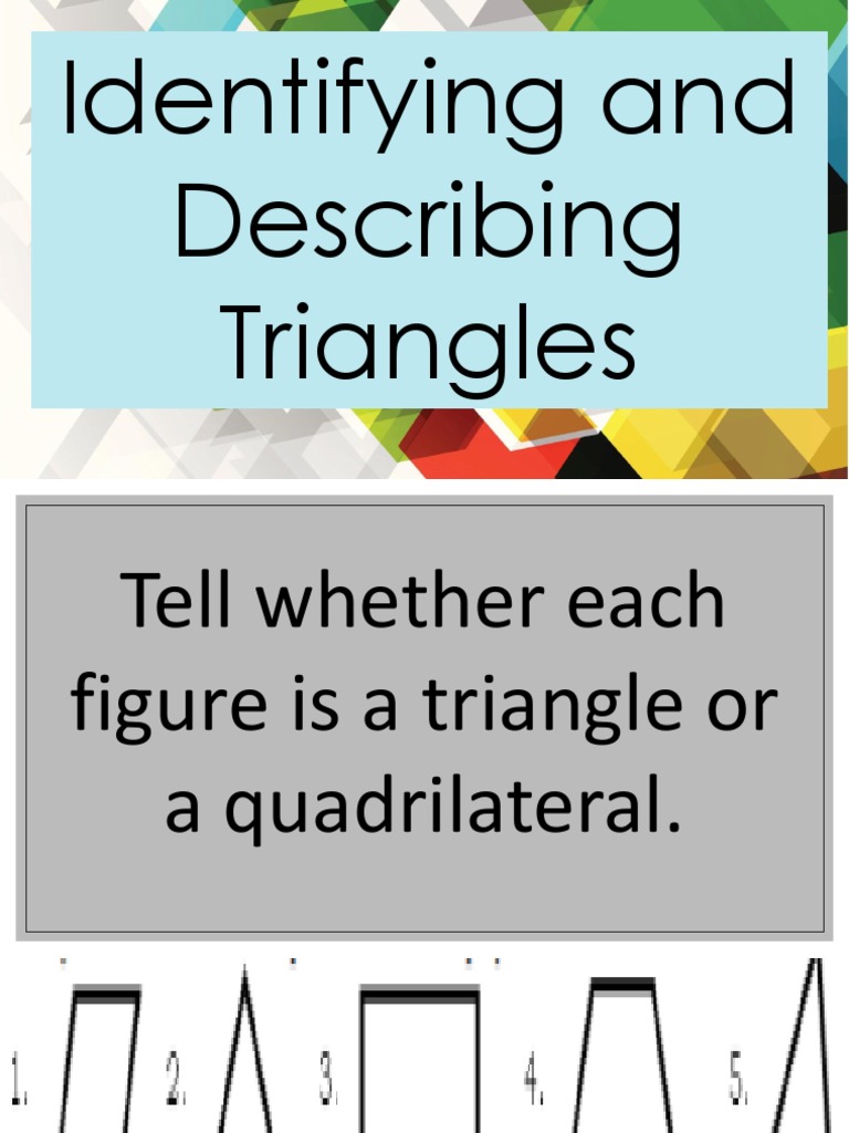 Identifying and Describing Triangles PDF Triangle Angle