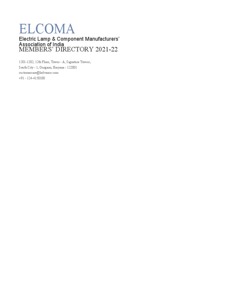 ELCOMA Diractory 2021 2022 1 1 1, PDF, Ultraviolet