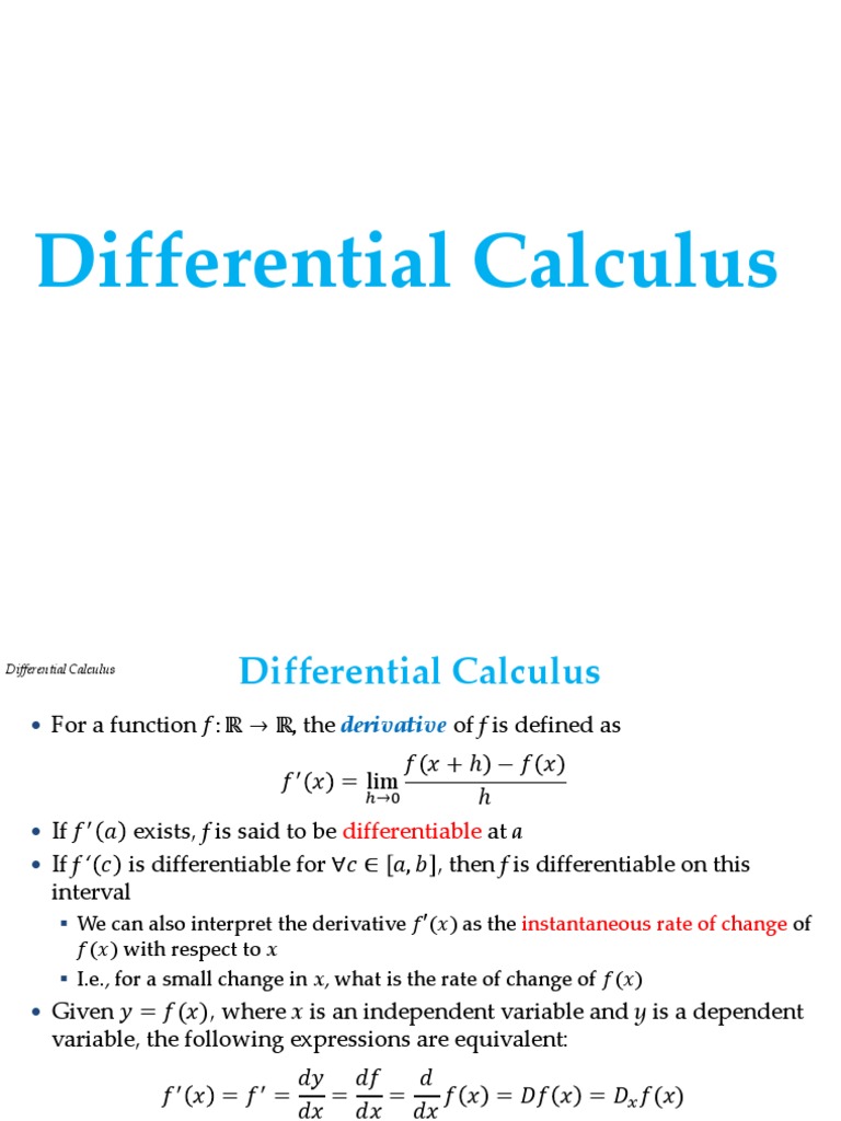 MAI Lecture 03 Differential Calculus | PDF | Derivative | Gradient