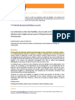 Las Relaciones Entre Las Familias y La Escuela en La Etapa Adolescente: Implicaciones para El Departamento de Orientación