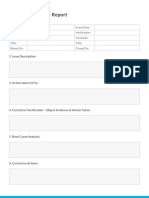 Non Conformance Report Template Example