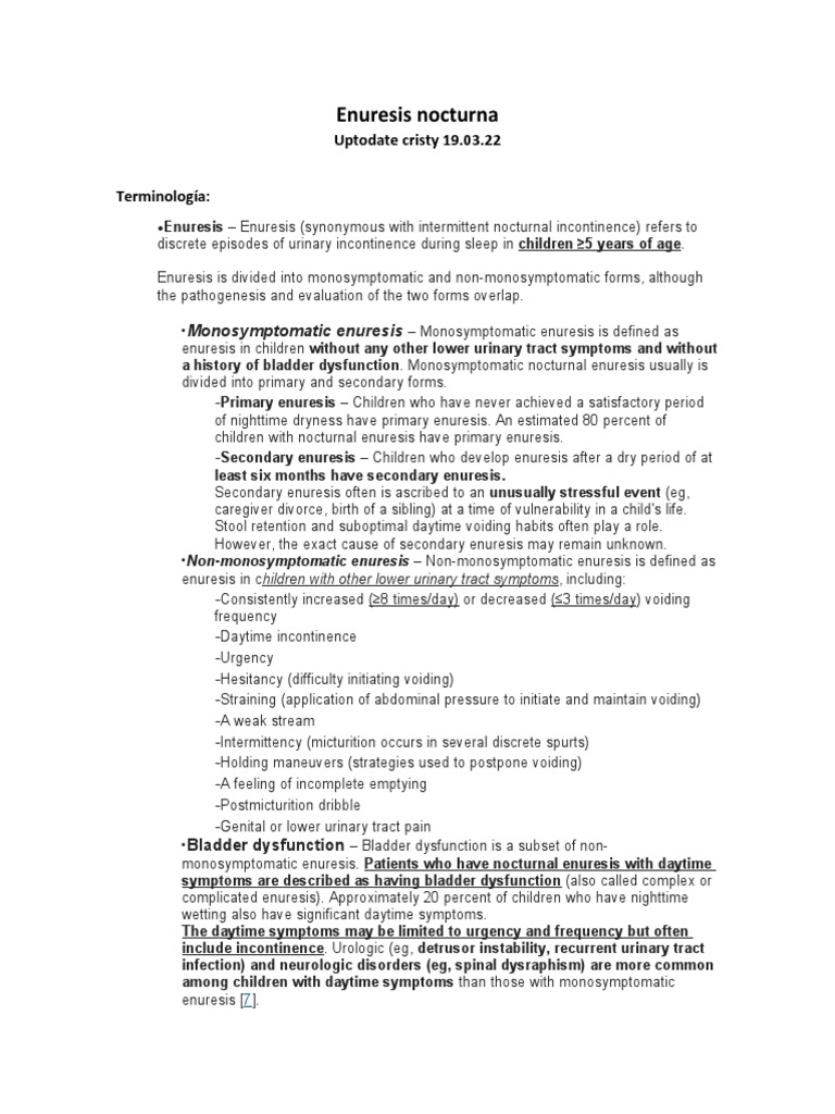 Enuresis PDF Urinary Incontinence Nocturnal Enuresis