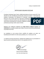 Certificado Seguro Escolar: 20.099.590-2 Ha Cumplido Requisito para Realizar Su Proceso de Práctica Profesional Por