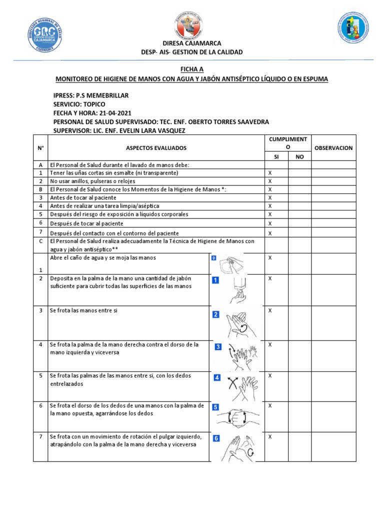 Monitoreo de Higiene de Manos en Salud | PDF | Lavado de manos | Mano