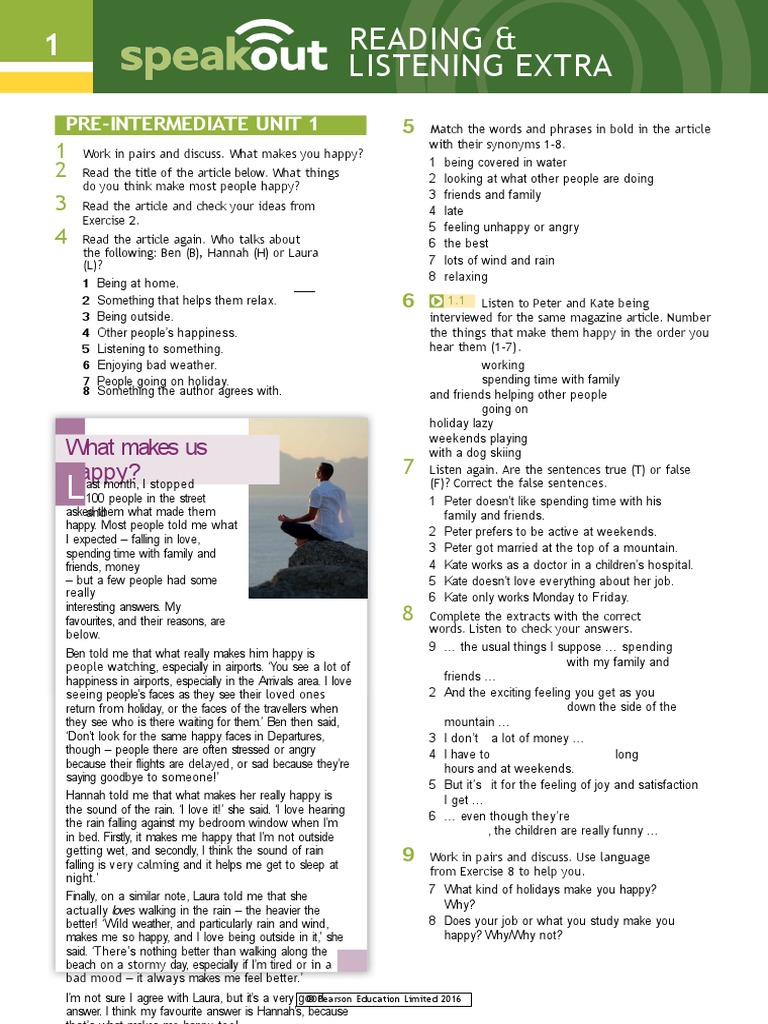 03 Speakout Reading Listening Extra Pre Intermediate With Key PDF