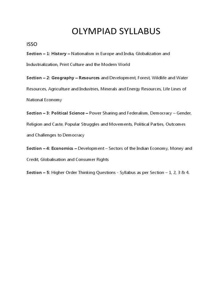 Olympiad Syllabus PDF