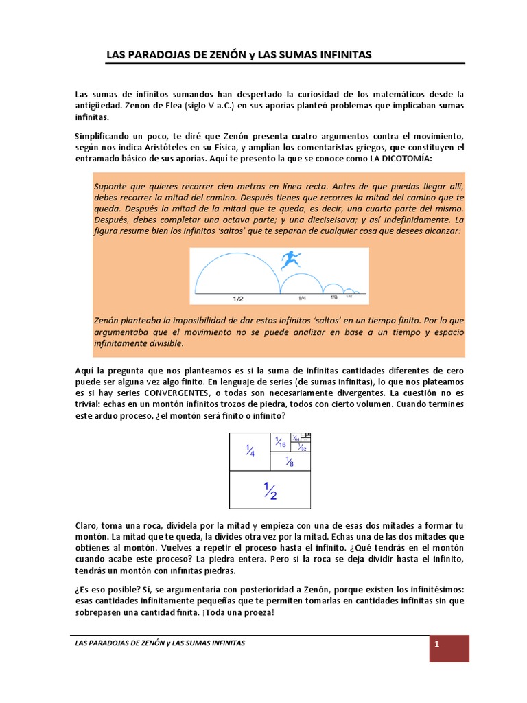 Las Paradojas de Zenon y Las Sumas Infinitas | PDF | infinito | Matemáticas