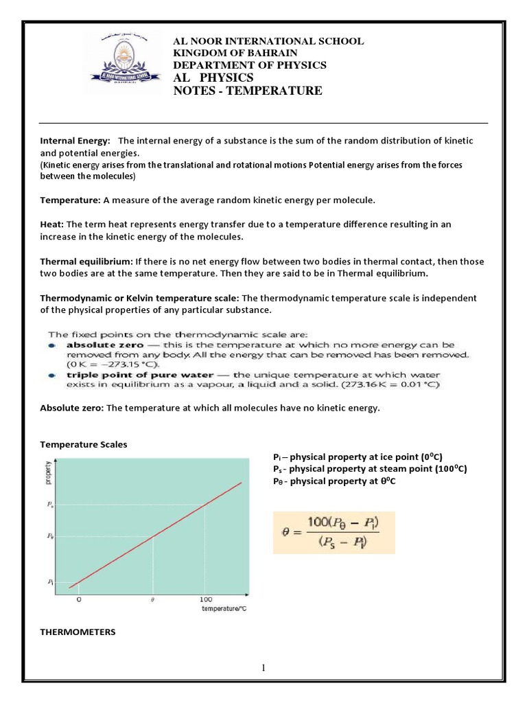 Notes - Temperature Class Notes | PDF | Temperature | Heat