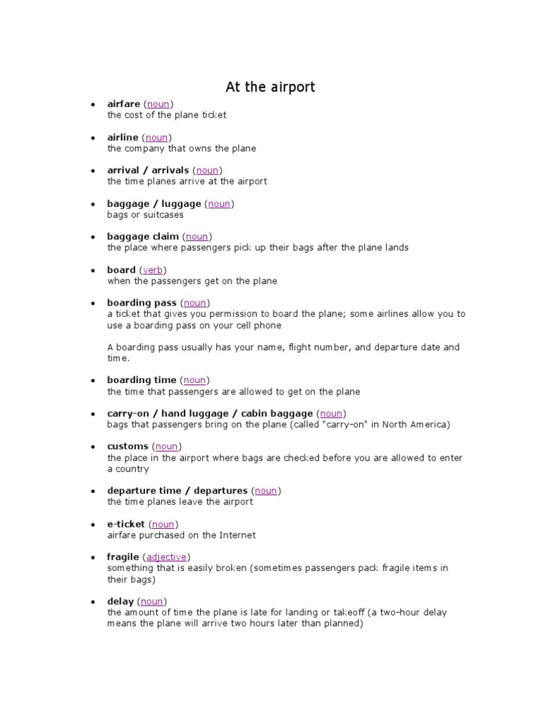 At The Airport | PDF | Baggage | Airport