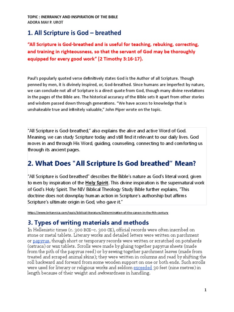 Bible Inerrancy and Inspiration | PDF | Biblical Canon | Dead Sea Scrolls