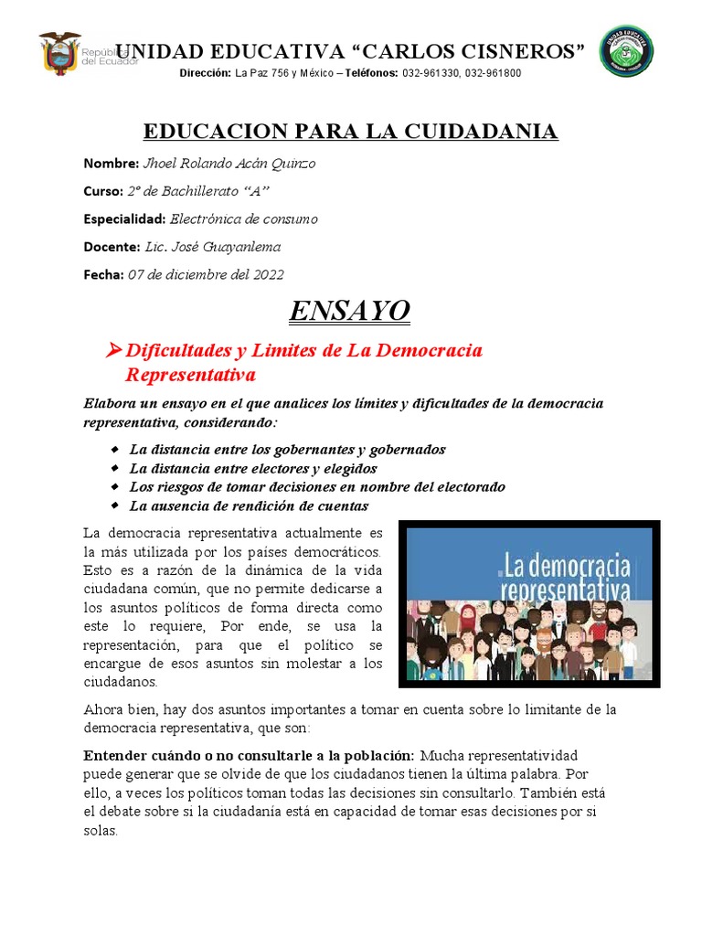 Dificultades de la Democracia Representativa | PDF | Democracia ...