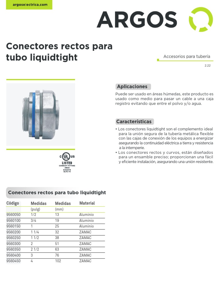 Conectores Rectos para Tubo Liquidtight | PDF