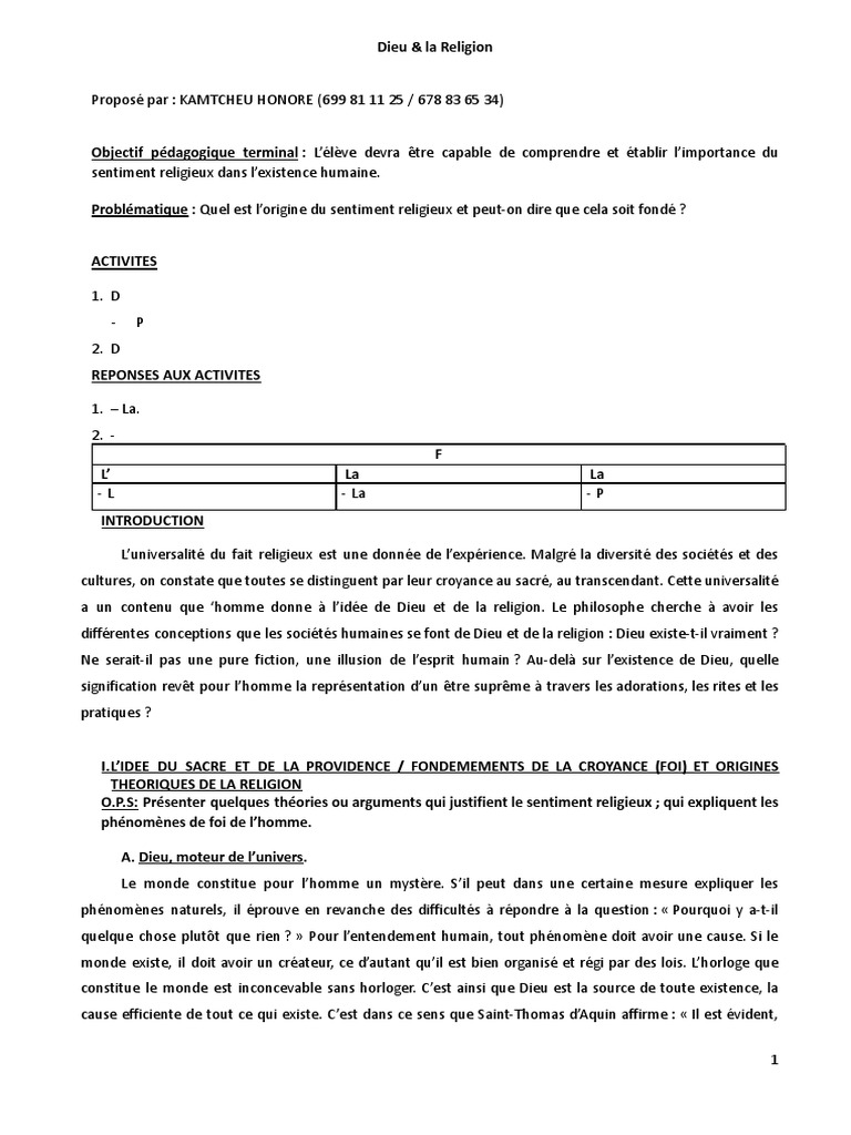 Dieu et Sentiment Religieux | PDF | Dieu | Monothéisme