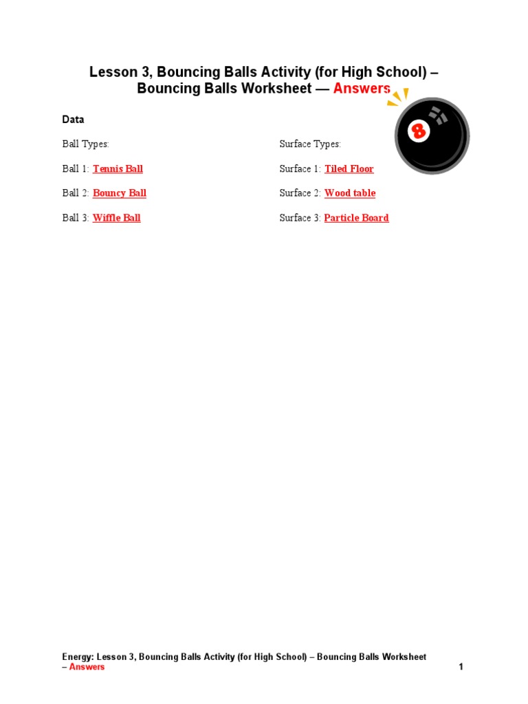 Cub Energy Lesson03 Activity3 Worksheet Answers PDF Collision