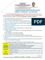 Selección Del Tema - Proyecto Científico A.A. 2022-2023