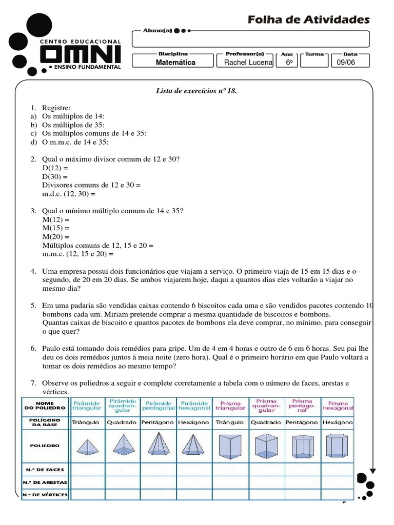 Maximo Divisor Comum E Minimo Multiplo Comum