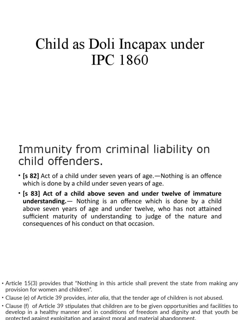 Child As Doli Incapax | PDF | Mens Rea | Common Law