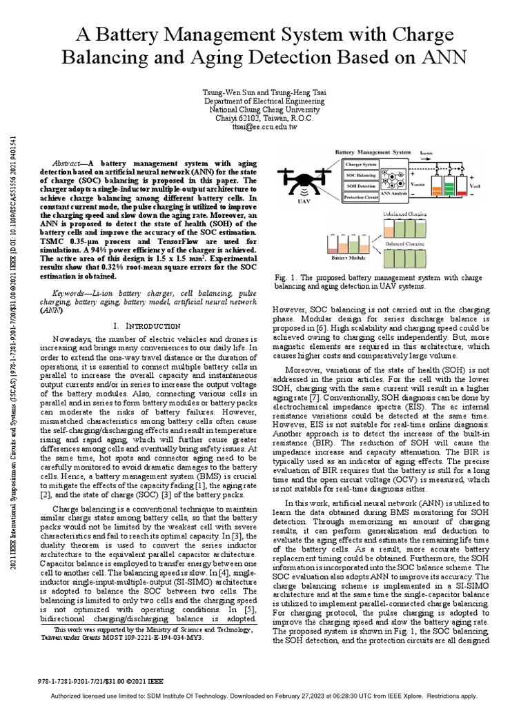 A Battery Management System With Charge Balancing and Aging Detection ...