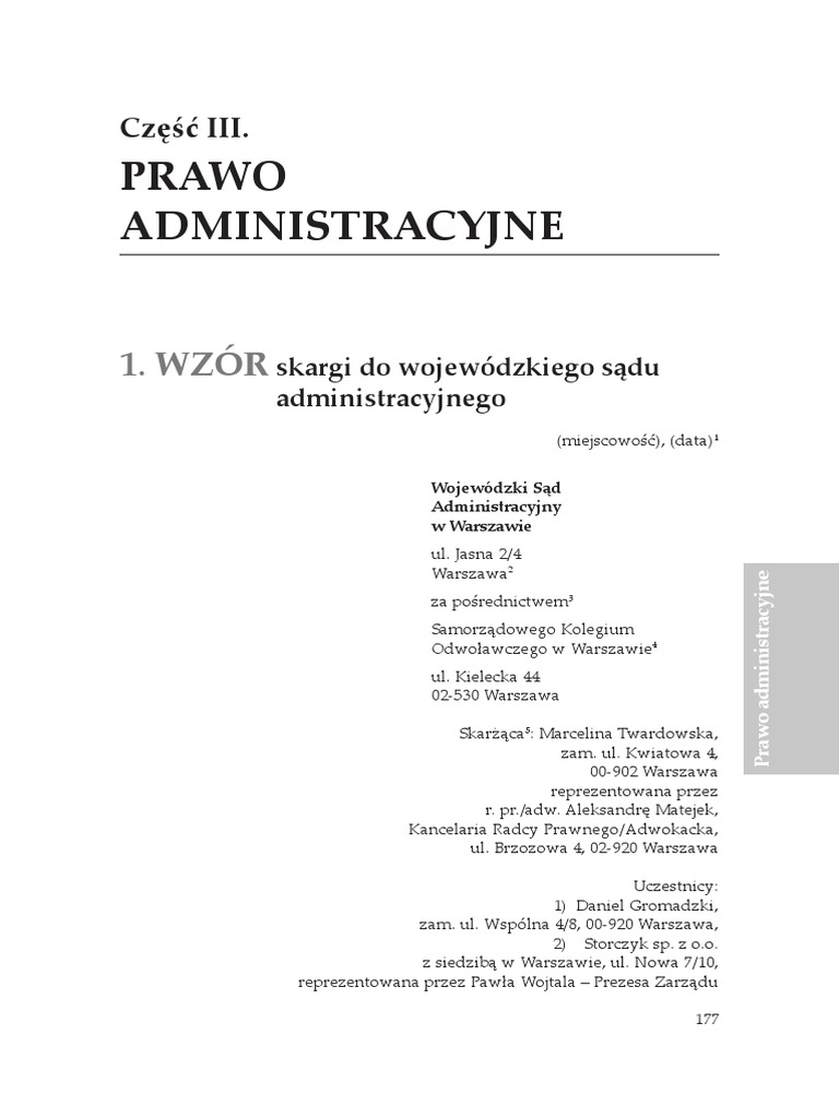 Wzor Skargi Do Wojewodzkiego S Du Administracyjnego | PDF