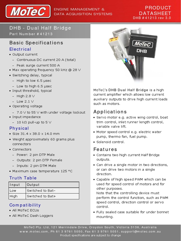 CDS41213 DHB Dual Half Bridge PDF Electric Motor Electrical Connector