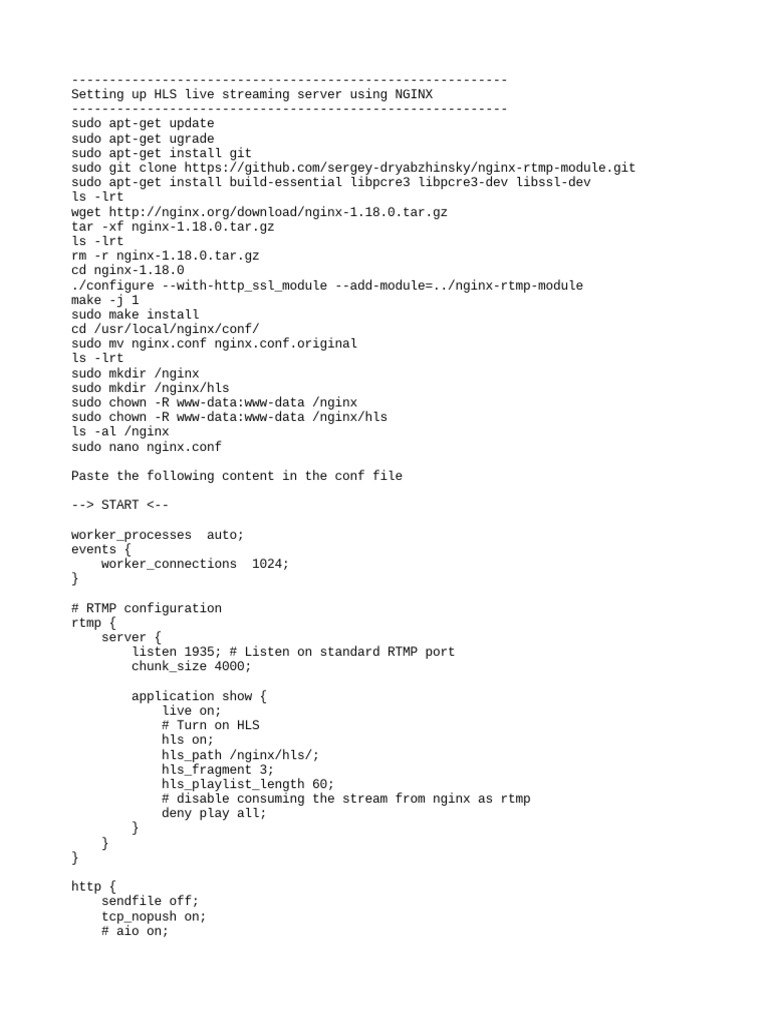 HLS Streaming Server Setup with NGINX | PDF