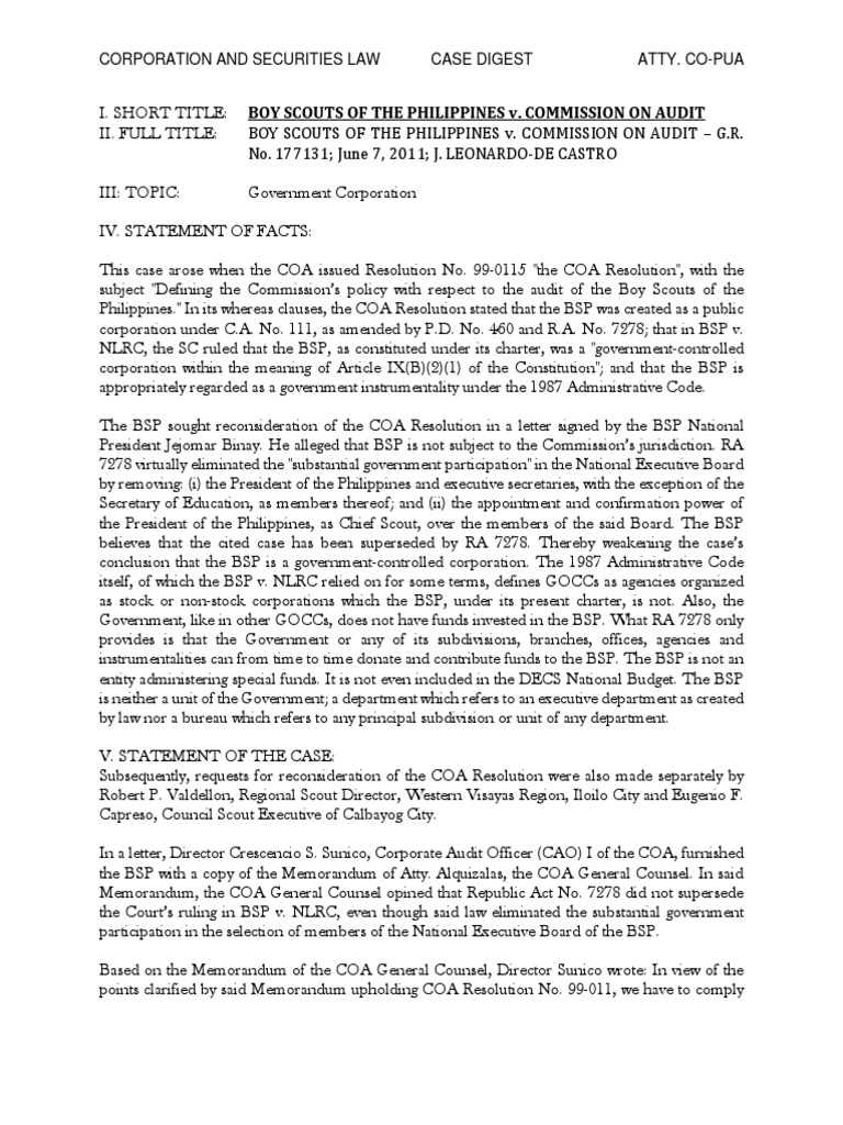 Boys scouts of the philippines v commission on audit pdf