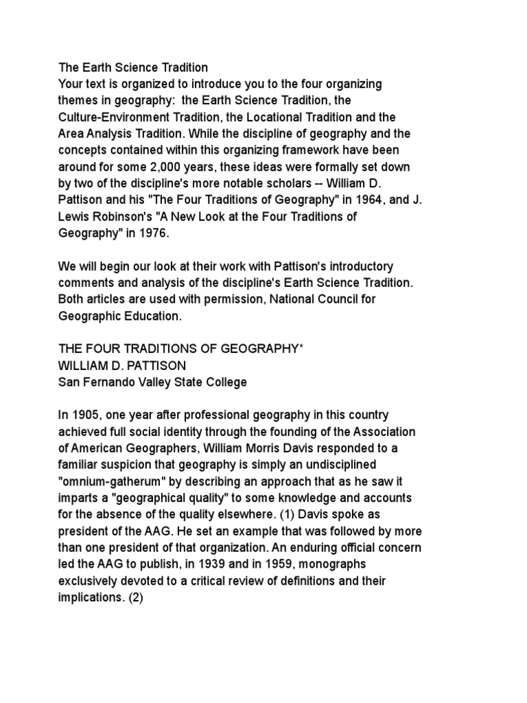 Four Traditions of Geography PDF Geography Science