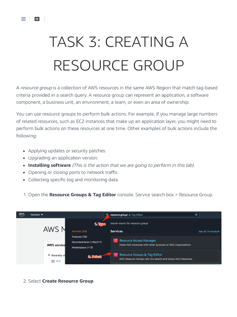 Task 3 - Creating A Resource Group - Welcome To STP Containers On AWS ...