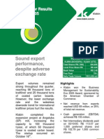 Sound Export Performance, Despite Adverse Exchange Rate: T H I R D Q U A R T e R R e S U L T S o F 2 0 0 5