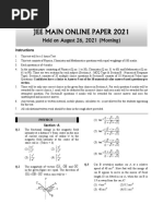 6474326th August 2021 Morning Shift JEE Main PYP