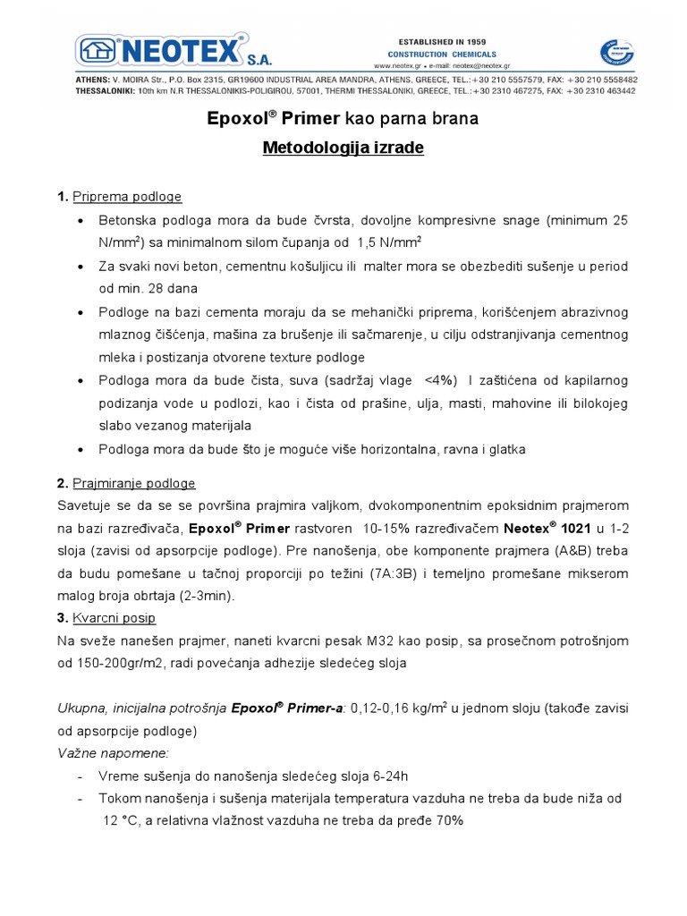 Epoxol Primer Kao Parna Brana | PDF