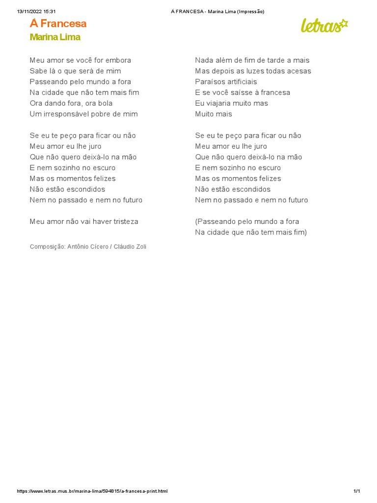 Letra da música 
