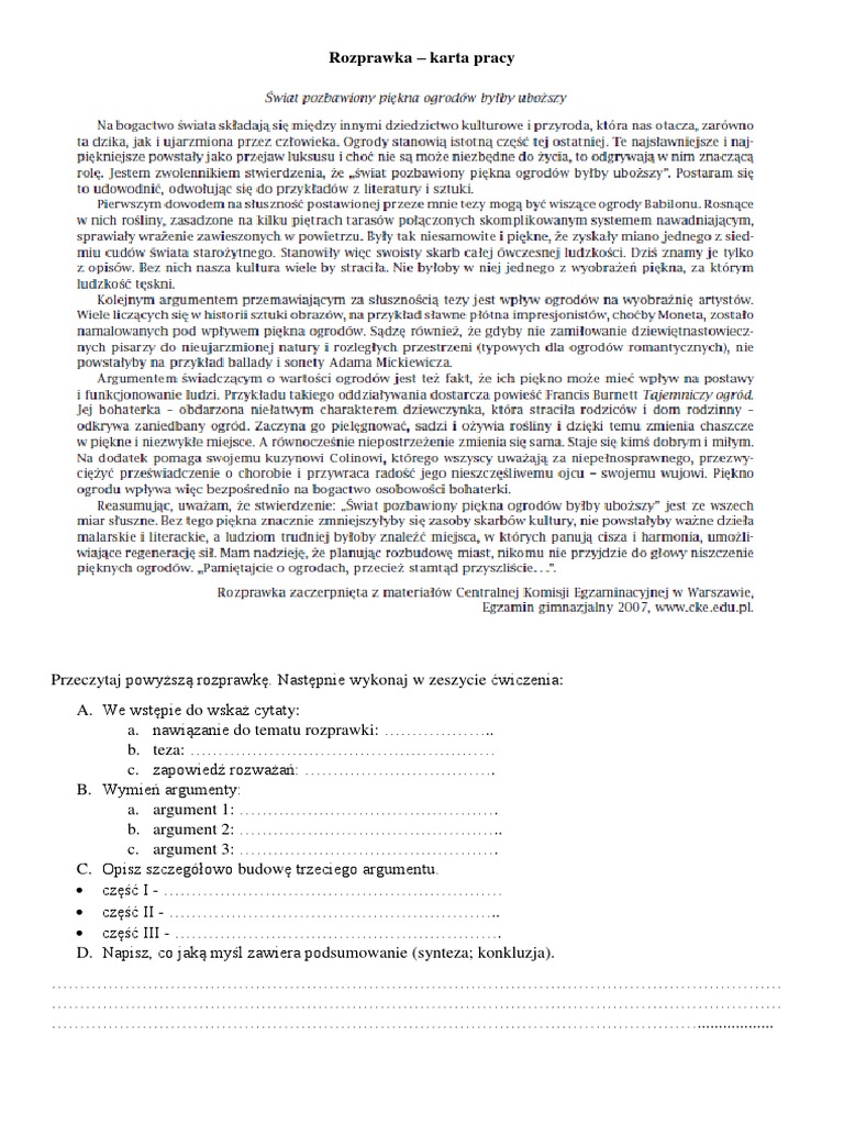 8D Język Polski Rozprawka | PDF