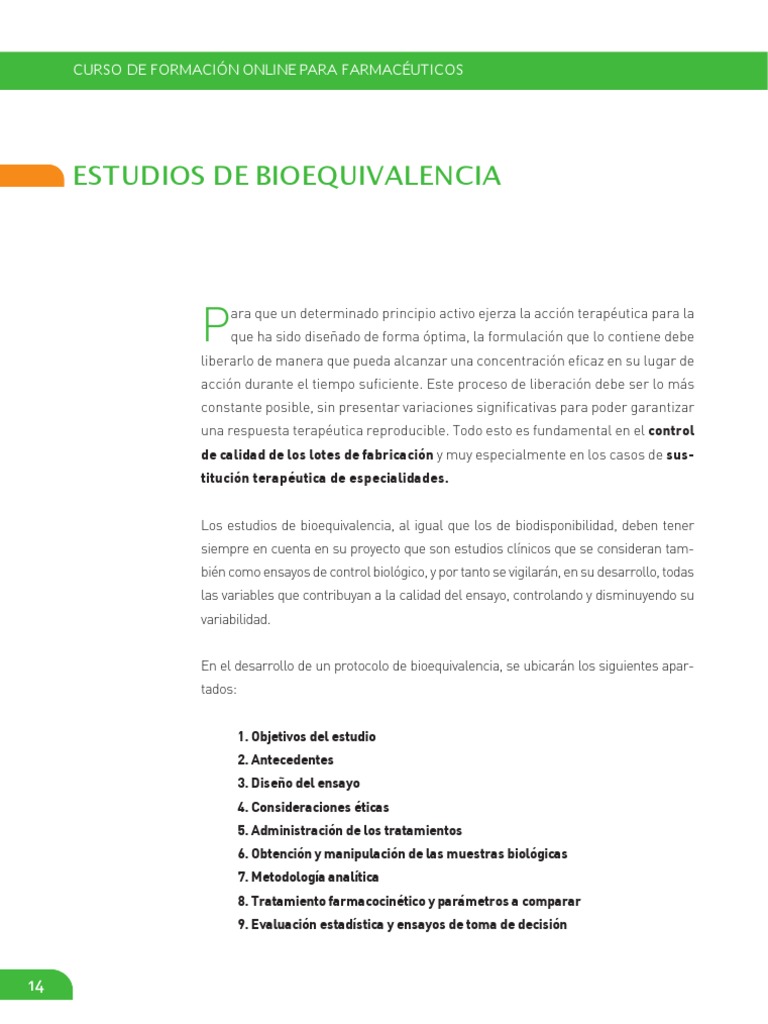 Estudios de Bioequivalencia en Farmacia | PDF | Farmacocinética ...