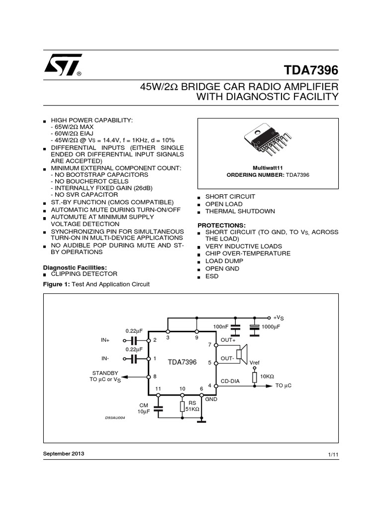 ST TDA7396 Integrated Circuit – Pulled, TDA-7396, Used