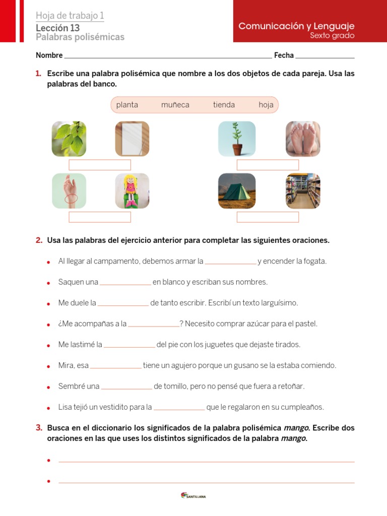 Actividades sobre palabras polisémicas | PDF