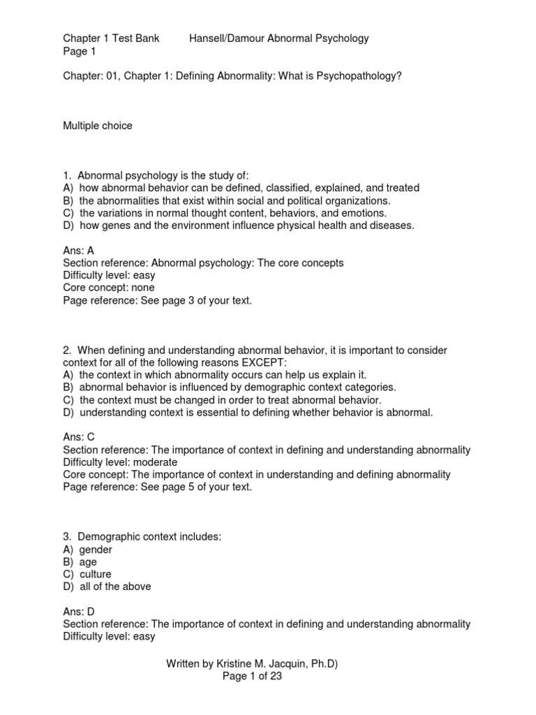 Understanding Abnormal Behavior Context | PDF | Mental Disorder ...