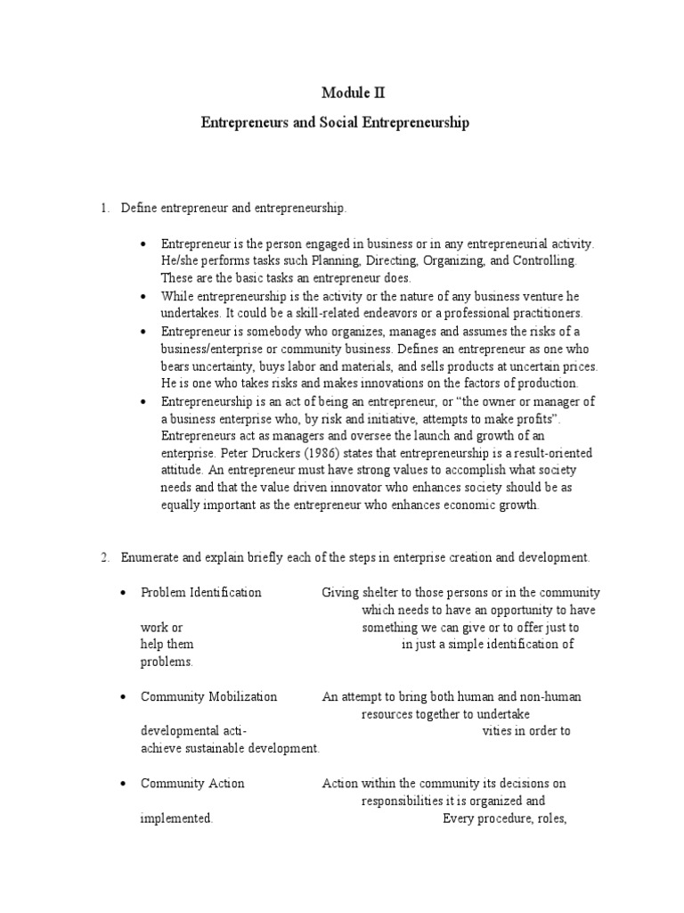 Module Ii. CWTS | PDF | Entrepreneurship | Business