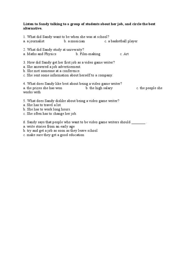 Sandy's Journey as a Video Game Writer | PDF