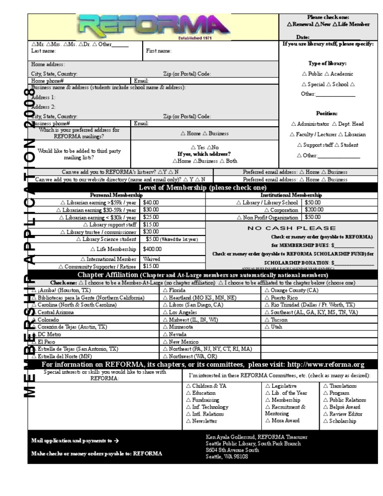 Level of Membership (Please Check One) (Chapter and AtLarge Members