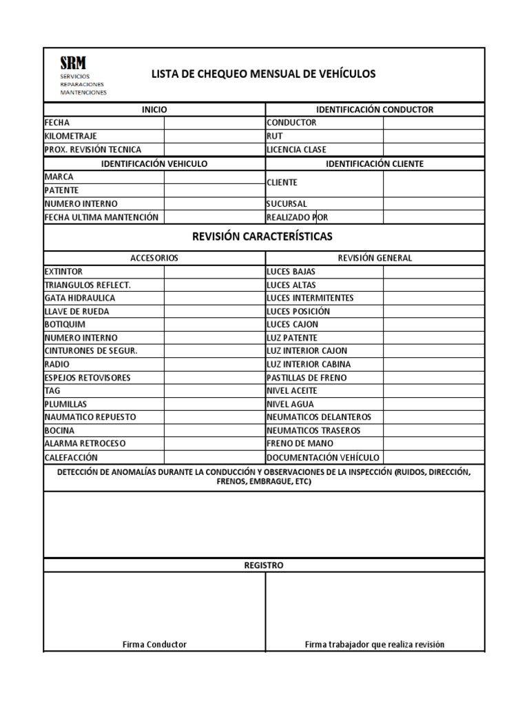 Lista de Chequeo Mensual de Vehículos | PDF | Vehículos | Transporte