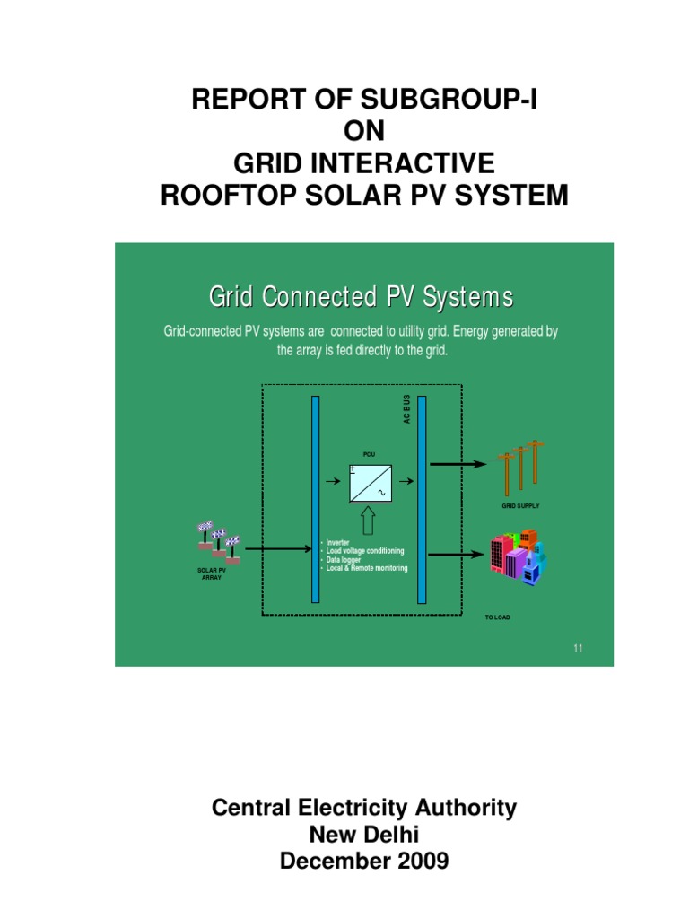 Report of Subgroup-I ON Grid Interactive Rooftop Solar PV System | PDF ...