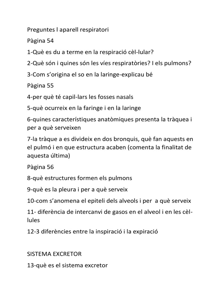 Aparato respiratorio y excretor 3 eso pdf